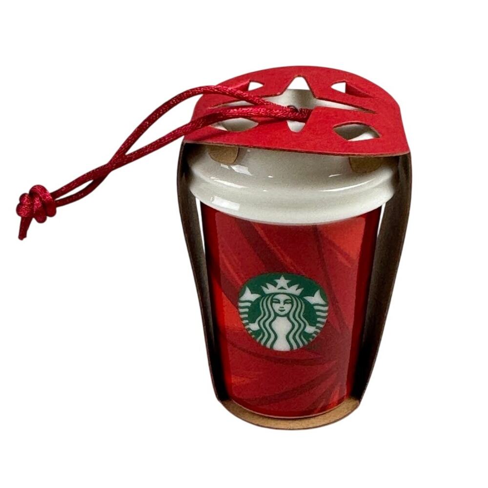 Starbucks Ceramic‎ Ornament Red Holiday Cup 2014 Miniature Mug – 011039022